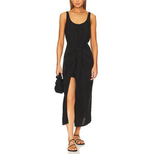 Anemos Sleek Black Dk Wrap Midi Dress Size S